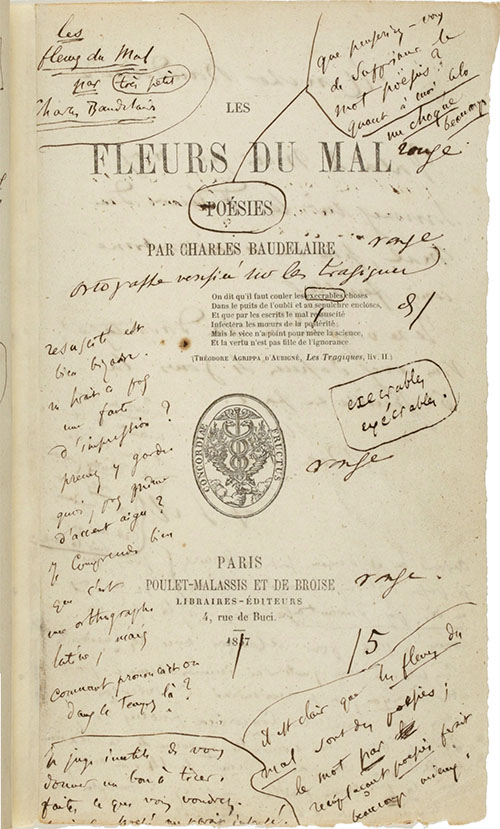 page couverture annotee par baudelaire